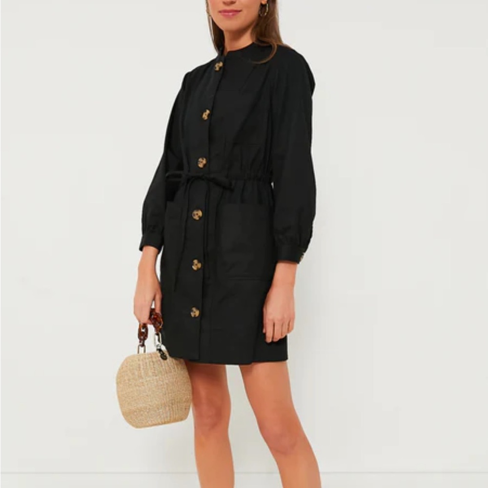 Tuckernuck Black Crosby Dress sz S Small NWT Long Sleeve Mini Button Front